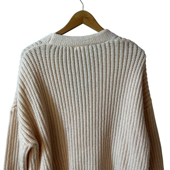 Romwe Women’s Balloon Sleeve Chunky Knit Button Cardigan Peach Small 4 Cottage - Picture 6 of 10